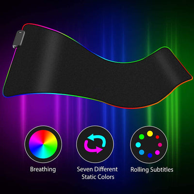 Gaming Mouse Pad w/USB Cable 12x31 Smooth Lighting Modes RGB LED Precision
